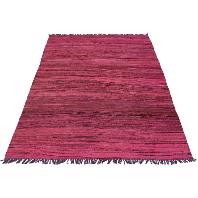 Caucasian Kilim Pink Brown Wool Rug - 5'9" X 7'6" For Sale - Image 4 of 7