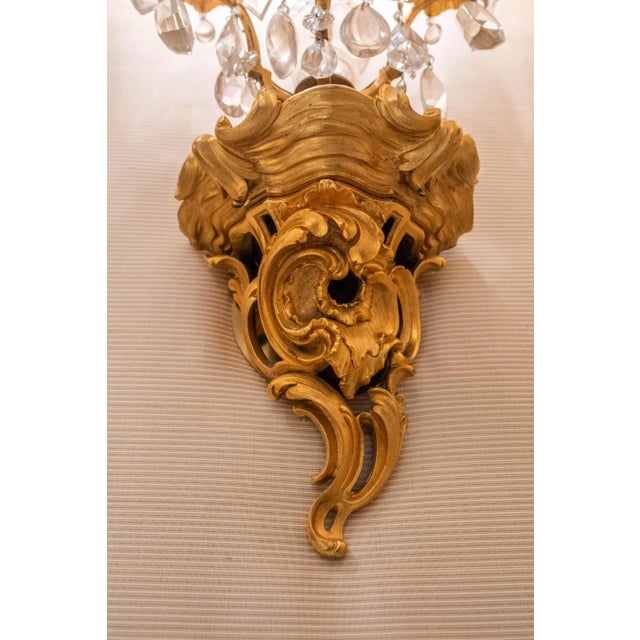 Pair of Vintage 19th Century Gold Gilt Bronze Lighted Wall Sconces For Sale - Image 10 of 12