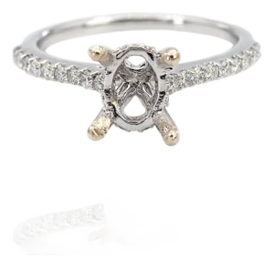 14k (585) White Gold Natural Brilliant Diamond Semi Mount Ring Size 7