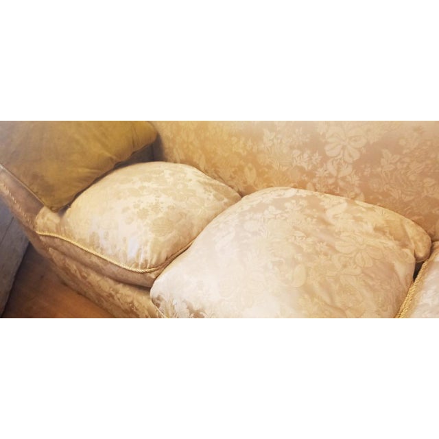 Vintage Sofa and Armchairs with Down and Damask Fabric, 1970s, Set of 3 For Sale - Image 6 of 17