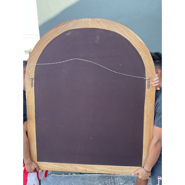 Wood Vintage Brass Arched Mirror For Sale - Image 7 of 12