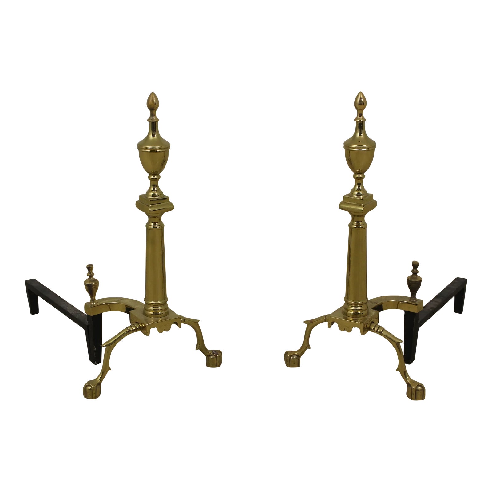 Pair Virginia Metalcrafters Brass Fireplace Andirons Chairish