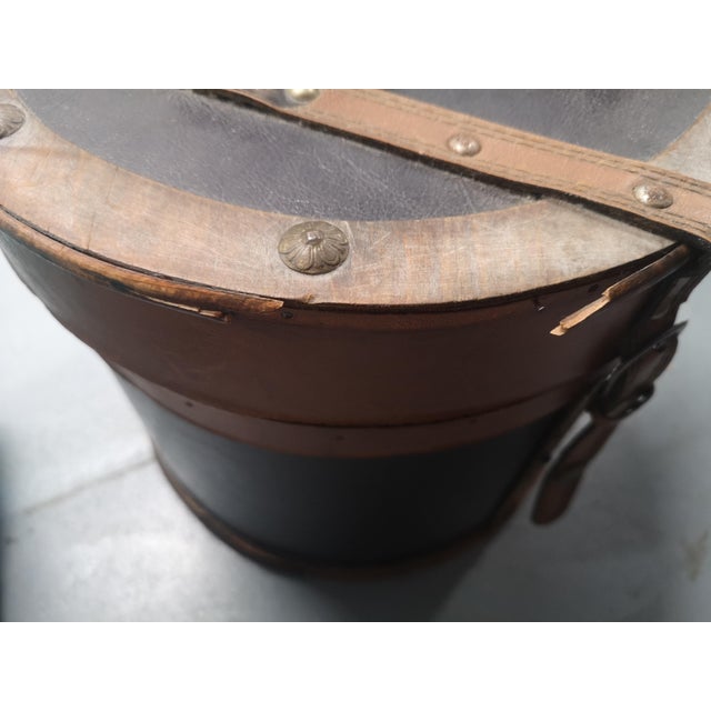 Vintage Round Wooden Hatbox, 1950s For Sale - Image 10 of 13