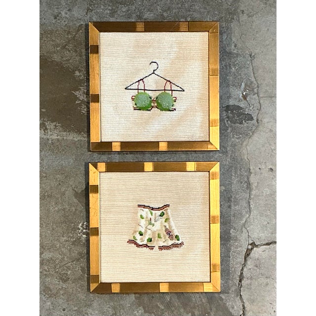 Vintage Original Needlepoint Swimsuit - Set of 2 For Sale - Image 12 of 12