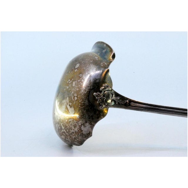 Wavy Silver Sauce Spoon with Raised Grooves Handle For Sale - Image 5 of 7
