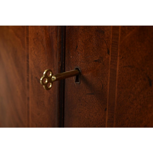 Brown Baker Furniture Georgian Inlaid Flame Mahogany Sideboard or Bar Cabinet For Sale - Image 8 of 14