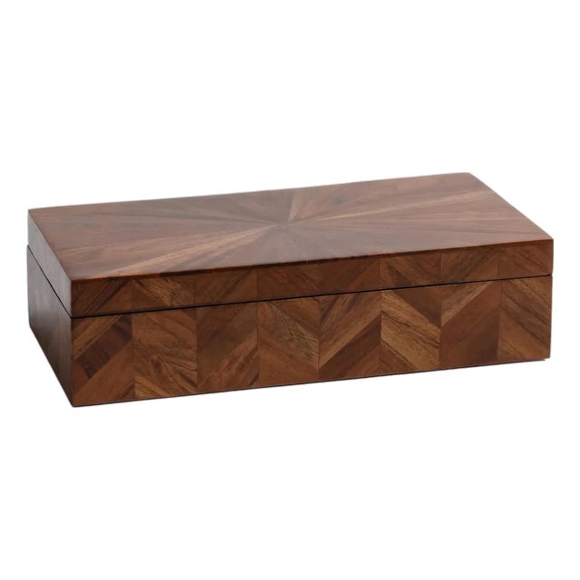 Chevron Wood Box- 13"x 6.5"x 3.25" For Sale