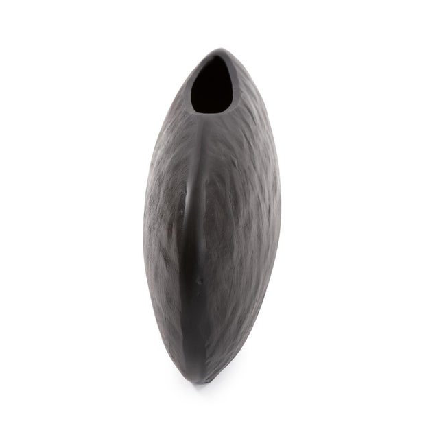 Contemporary Hammered Organic Ebony Aluminum Canoe Vase- Large For Sale - Image 3 of 8