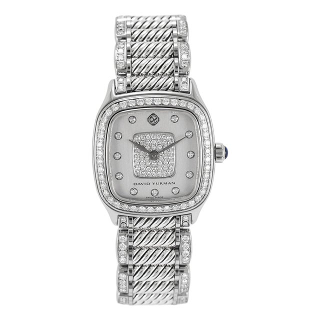 Ladies David Yurman Thoroughbred 31mm T304-XSST Diamond Steel Quartz Watch For Sale