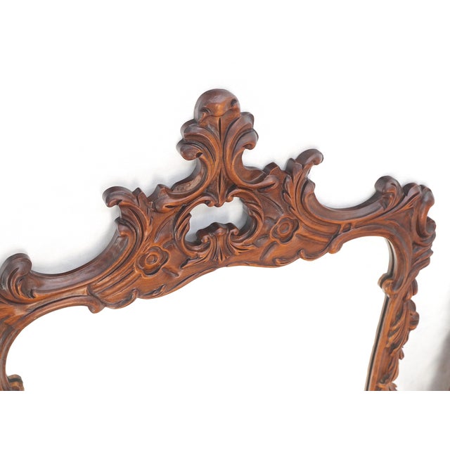 Mid 20th Century Pair of Chinese Chippendale Style Carved Mahogany Wall Mirrors MINT! For Sale - Image 5 of 10