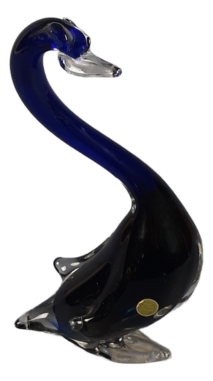 Sommerso Murano Glass Sculpture of Swan in Cobalt Blue, 1970s