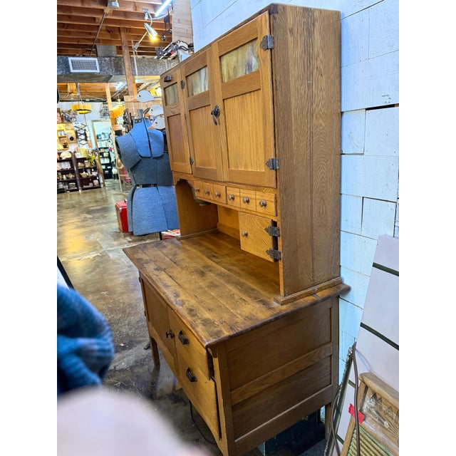 Antique McDougall Oak Hoosier Kitchen Cabinet For Sale - Image 12 of 12