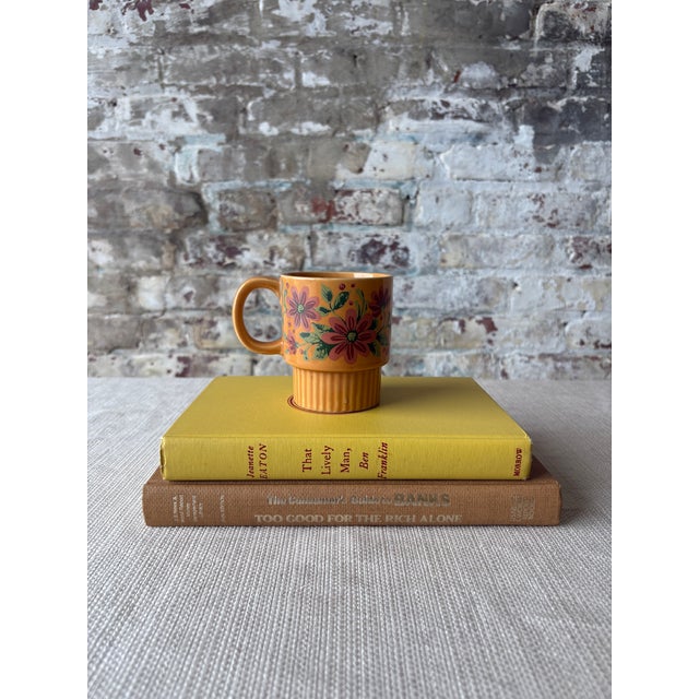 1970s Vintage Japanese Floral Pedestal Cappuccino Cup For Sale - Image 5 of 9