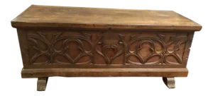 Antique Carved Wood Trunk