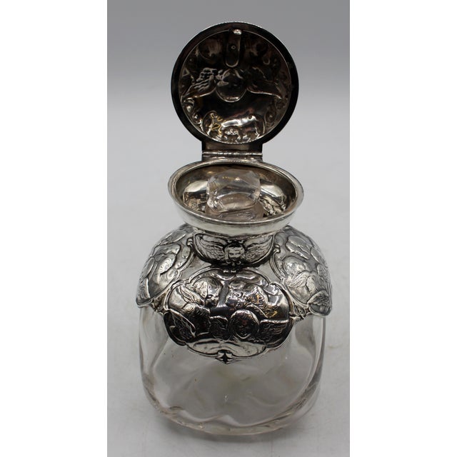 Late 19th Century 1898 English Sterling Silver and Blown Glass Scent Bottle For Sale - Image 5 of 8