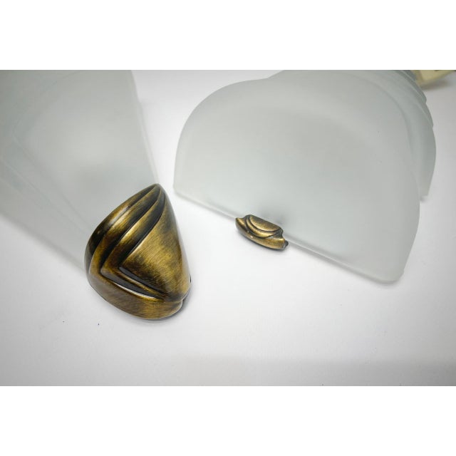 Art Deco Style Frosted Glass Wall Lights, 1970s, Set of 2 For Sale - Image 9 of 12