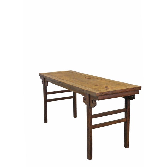 Chinese 72" Long Elm Wood Console Table For Sale - Image 3 of 9