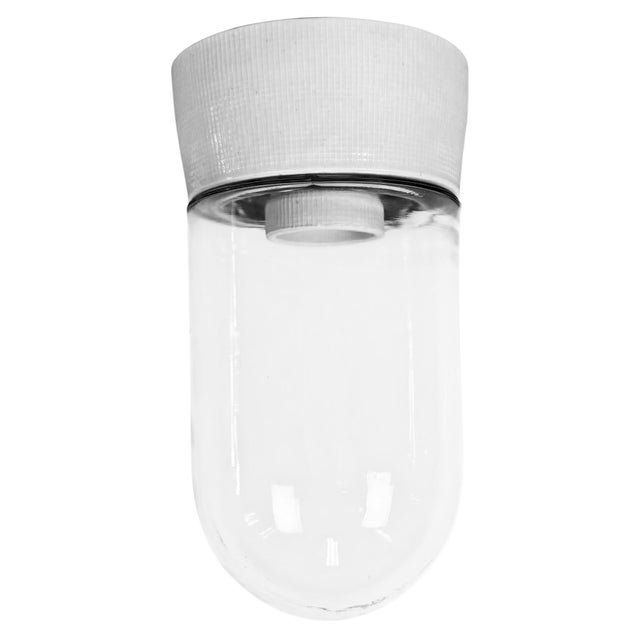Vintage White Porcelain and Glass Ceiling Light, 1970s For Sale - Image 13 of 13