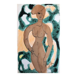 1959 James Bone Modern Female Nude Watercolor For Sale