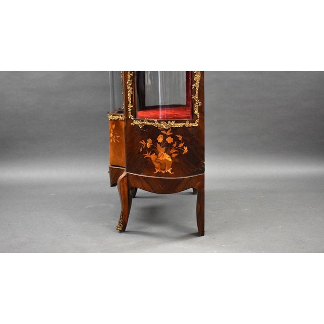 19th Century French Walnut & Ormolu Mounted Vitrine Cabinet, 1880s For Sale - Image 9 of 12