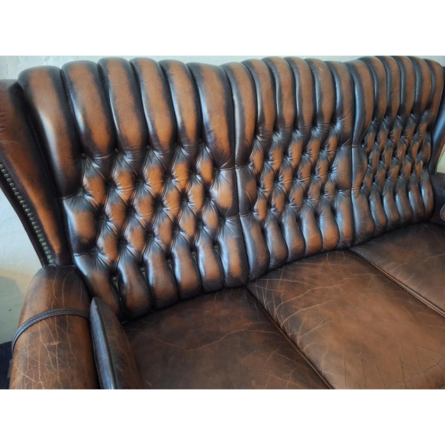 Chesterfield 3-Seater Sofa in Chestnut-Coloured Leather For Sale - Image 15 of 18