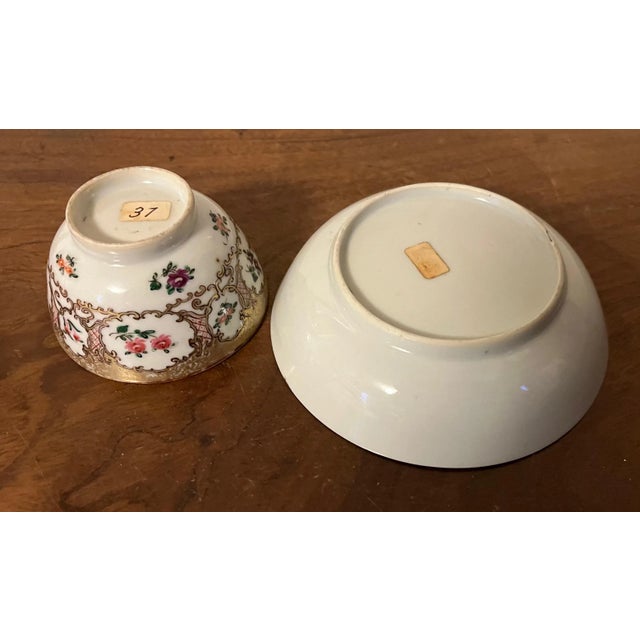 18th Century Chinese Export Porcelain Tea Cup & Saucer in Famille Rose Palette For Sale - Image 11 of 12