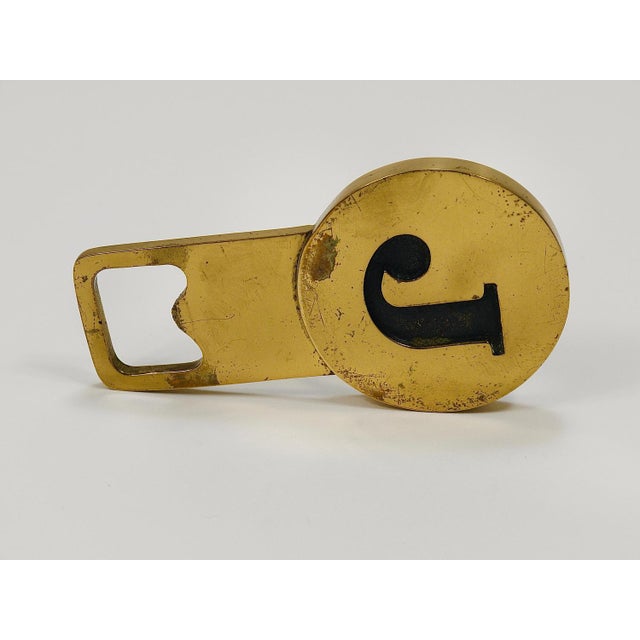 Letter J Initials Brass Bottle Opener #4919 attributed to Carl Auböck, Vienna, 1960s For Sale - Image 11 of 18