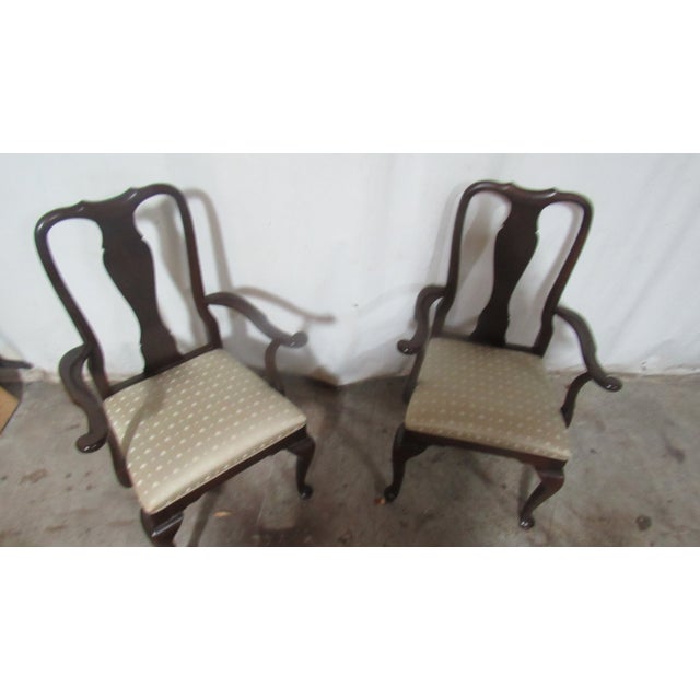 Brown 1980s Ethan Allen Dining Room Chairs Georgian Court Queen Anne Eight For Sale - Image 8 of 9