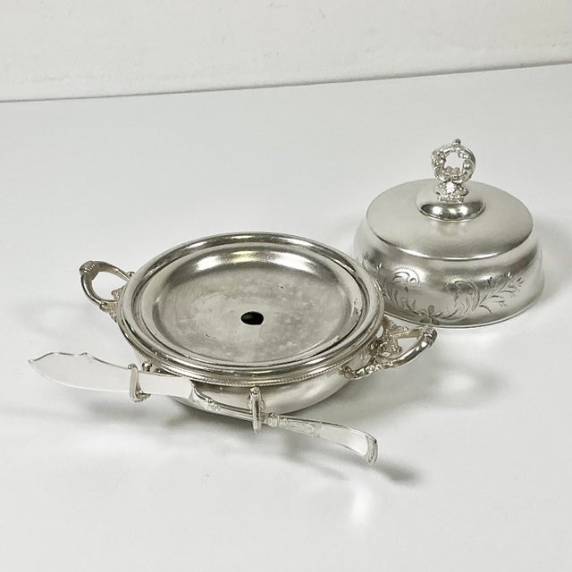 Early 20th C. Antique Hollywood Regency English Style Silverplate Butter Dish & Knife - 4 Piece Set For Sale - Image 13 of 16