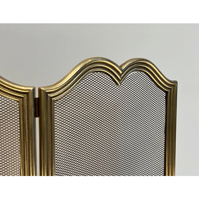 Neoclassical Style Brass and Grilling Fireplace Screen For Sale - Image 4 of 13