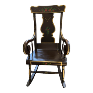Mid-20th Century Farmhouse Folk Art Hand Painted Rocking Chair