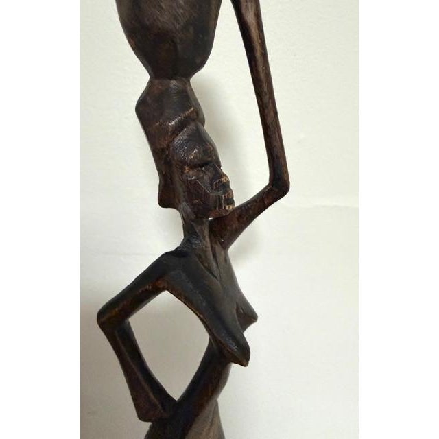 1990s Vintage African Art Folk Wood Sculptures Set of 2 For Sale - Image 5 of 9
