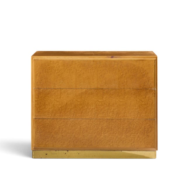 Milo Baughman for Thayer Coggin Mid Century Birdseye Maple and Brass Chest of Drawers Dresser This chest of drawers...