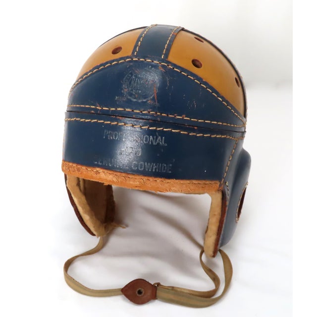 Classic Vintage 1940s Leather Football Players Helmet With Nice Colors