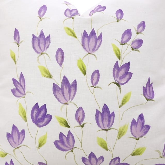 Fabdivine Pure White Linen Handmade Block Print Floral Throw Pillow Covers 16x16 Inches - Juhi For Sale - Image 4 of 5