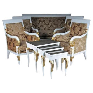 Empire Salon Sofa with Side Tables Set, Set of 6