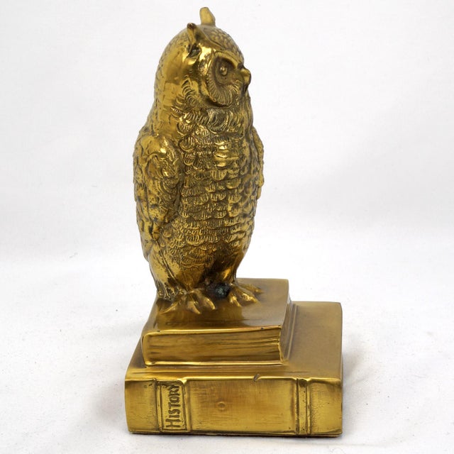 Single Mid Century Cast Brass Owl Bookend Pm Craftsman For Sale In Phoenix - Image 6 of 9