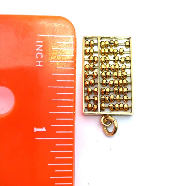 14k Yellow Gold Bead Frame Abacus Charm Pendant For Sale - Image 9 of 9