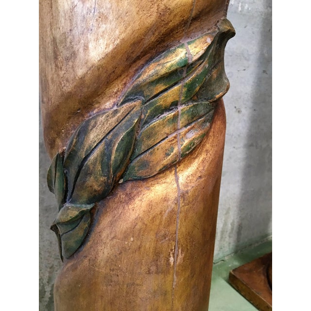 Early 20th Century 20th Century Spanish Carved Gilt Polychrome Wood Corinthian Columns.Set of Three For Sale - Image 5 of 13