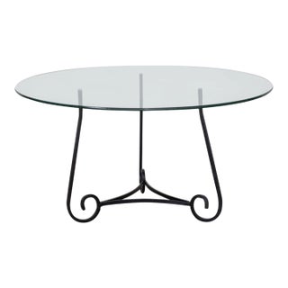 1920s French Scroll Iron and Glass Coffee Table For Sale