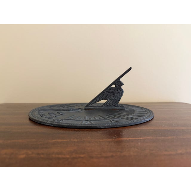 Vintage English Country Iron Garden Sundial "Grow Old Along With Me" For Sale In South Bend - Image 6 of 9