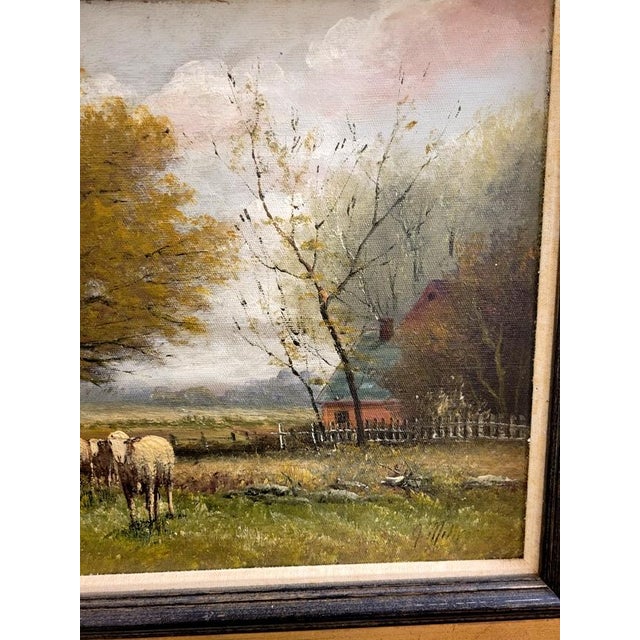 English Late 19th Century A. Millrose Pastoral Landscape Oil Painting With Sheep, C. 1880–1900 For Sale - Image 3 of 9