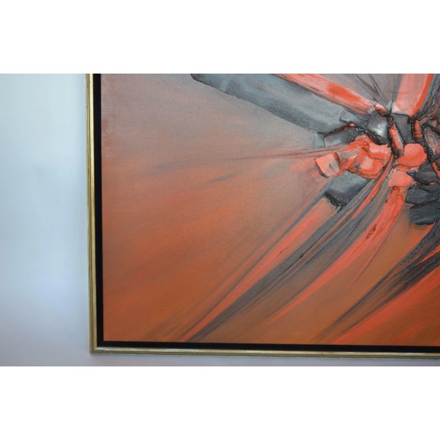 Signed Large Abstract Oil on Canvas with Relief by Preston. USA, 21st Century