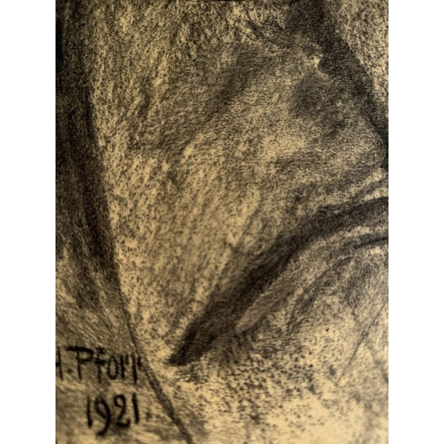 Heinrich Pforr, The Gentleman with the Mustache, Charcoal on Paper For Sale - Image 7 of 11