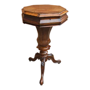 19th Century Victorian Rococo Revival Rosewood Tripod Sewing Stand Table