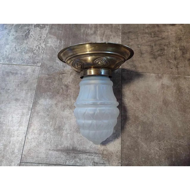 Art Nouveau, brass ceiling lamp, dimensions: height 24 cm, diameter 21 cm. European Plug (up to 250V).The wiring of this...