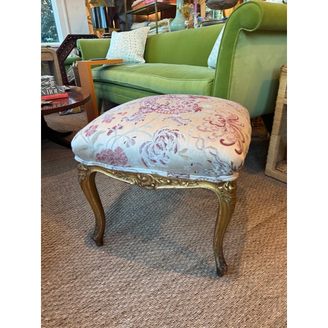 Antique Gilded Louis XV Stool in Scalamandre Dragon Tableau For Sale - Image 4 of 4