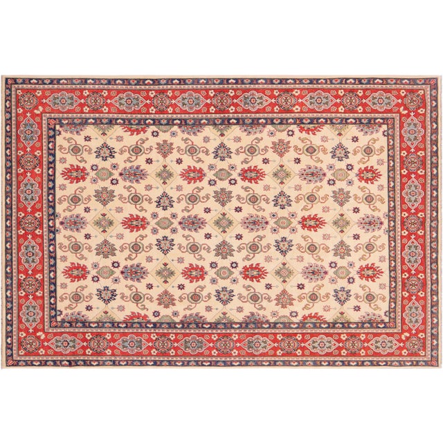 Beige Southwestern Kazak Beige/Red Wool Rug - 9'2''x12'1'' For Sale - Image 8 of 10