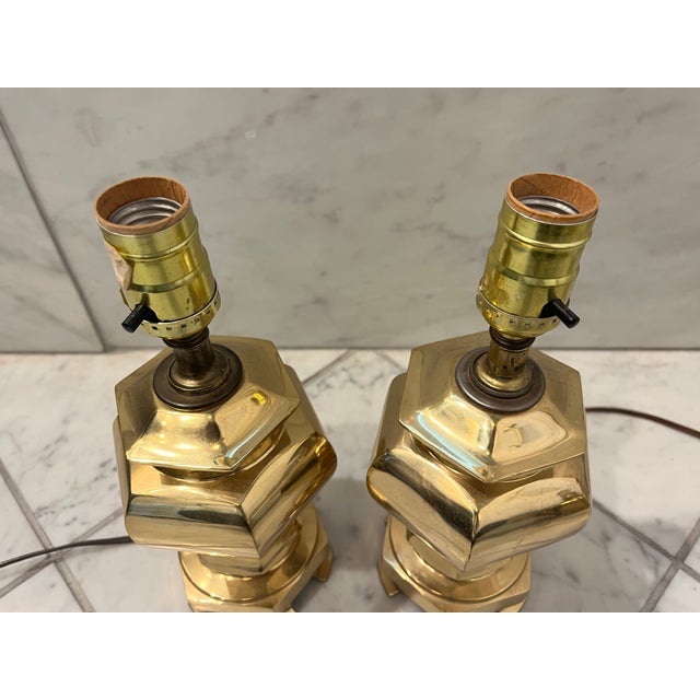 Mid 20th Century Pair of Petite Brass Urn Lamps For Sale In Saint Louis - Image 6 of 9