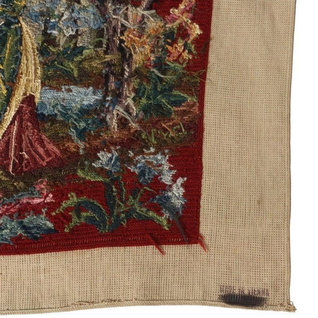 Antique Louis XIII Scenic Pictorial Needlepoint Tapestry C1930 For Sale - Image 11 of 12